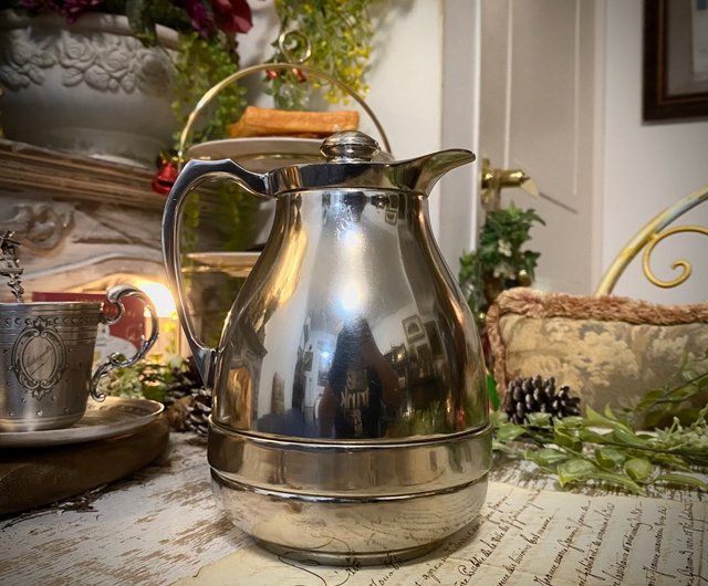 法國1950年代THERMID黃銅鍍鉻老式咖啡保溫壺CT歐美老件古董雜貨舖