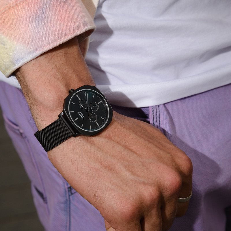 British Leicester octagonal watch super cool matte black - นาฬิกาผู้ชาย - สแตนเลส สีดำ