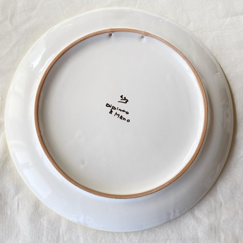 絵皿 26cm マヨリカ焼き イタリア陶器 幾何学模様 - ショップ