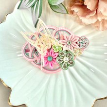 ③−2  新品未使用 激レアな➠➠➠➠➠大粒スワロフスキー お花クリップ SWAROVSKI バナナクリップ ヘアクリップ 蝶＆花 ヘア