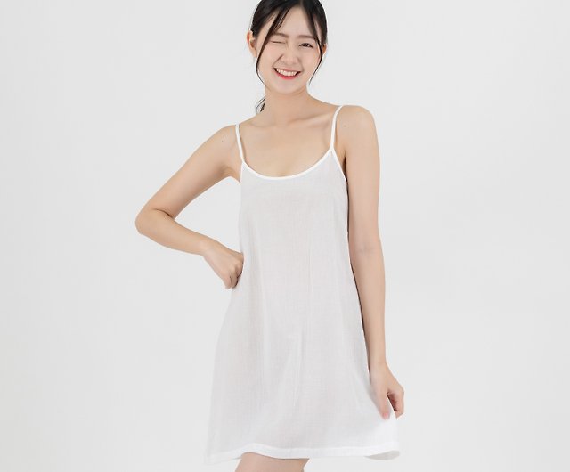 Mini Cotton Slip Dress, Camisole Dress - Shop aleya-craft One Piece Dresses  - Pinkoi