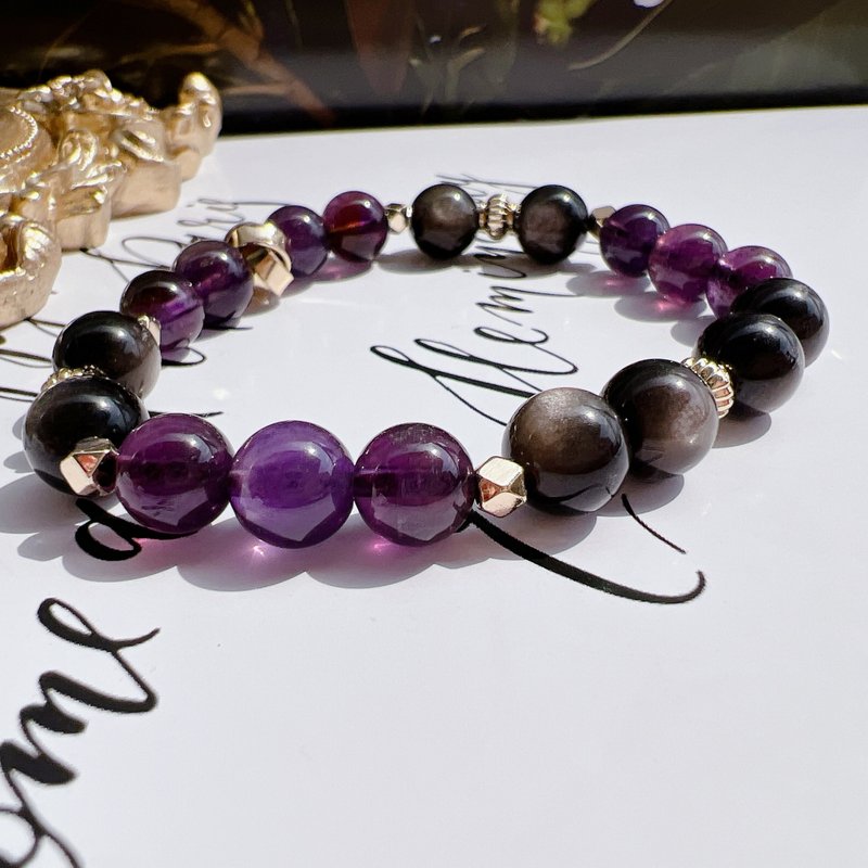 Amethyst | Silver Stone| Eliminate negative energy | Stabilize magnetic field | Customized bracelet - สร้อยข้อมือ - คริสตัล 