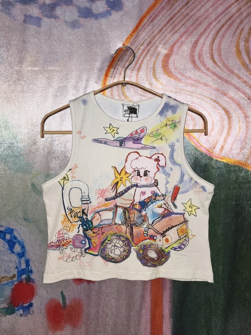 Let's go Bunny!! printed sleeveless shirt - 女上衣/長袖上衣 - 聚酯纖維 多色