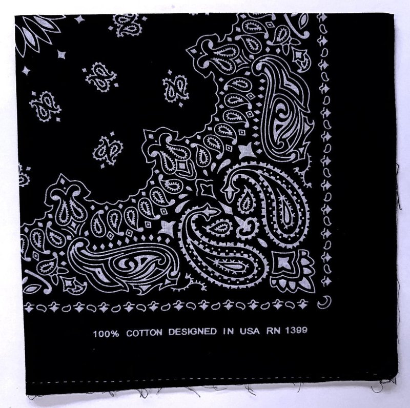 ヴィンテージ ペイズリー バンダナ、21 x 21インチ、RN1399、アメリカデザイン、綿100% - スカーフ - コットン・麻 ブラック