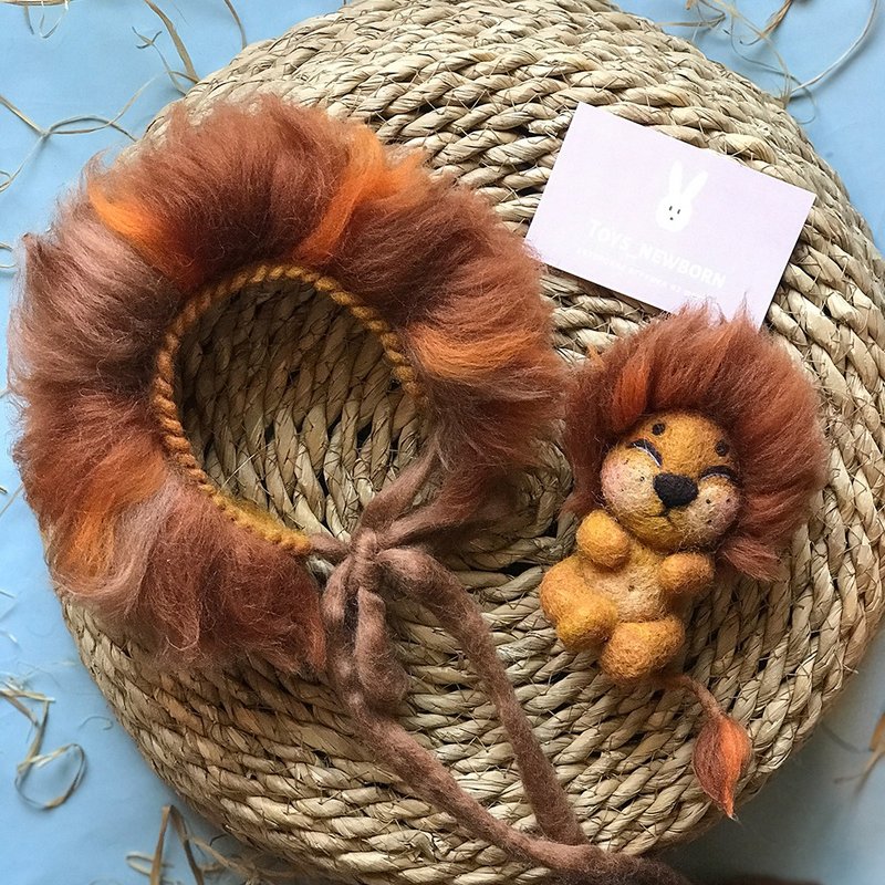 Baby lion costume, lion mane, lion toys. Lion baby headband. - Baby Hats & Headbands - Wool Brown