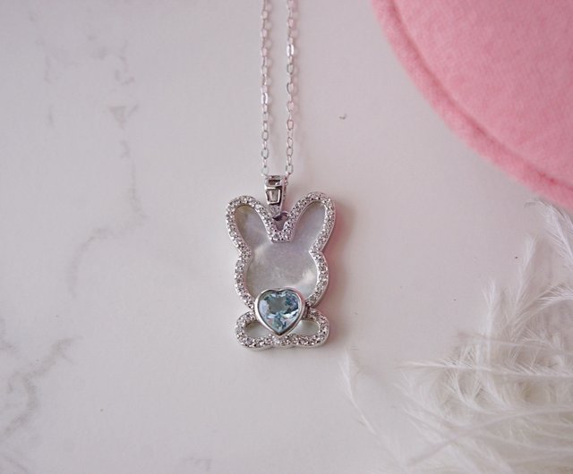 ハート型 青色フローライトシルバーペンダント
