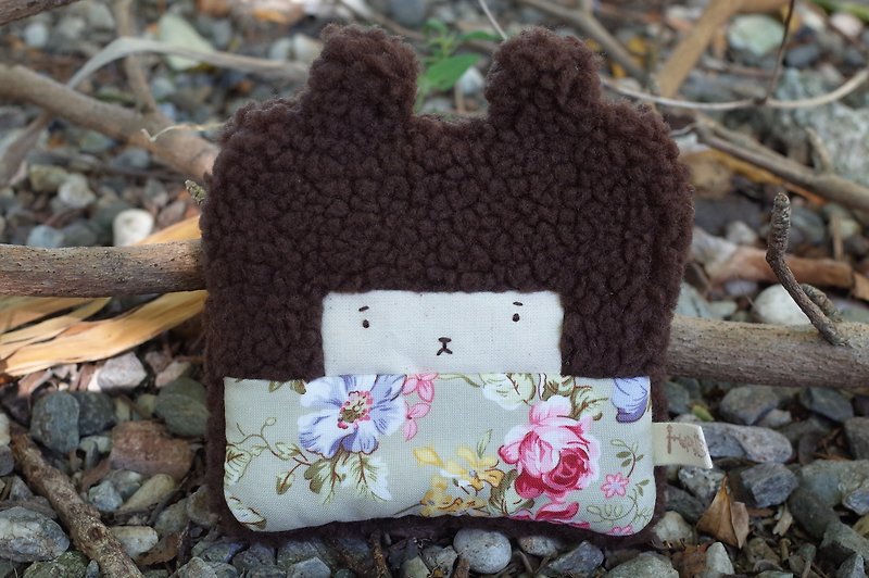 Duo Er rabbit coin purse - cocoa hair -102 retro flowers - กระเป๋าใส่เหรียญ - ผ้าฝ้าย/ผ้าลินิน สีนำ้ตาล