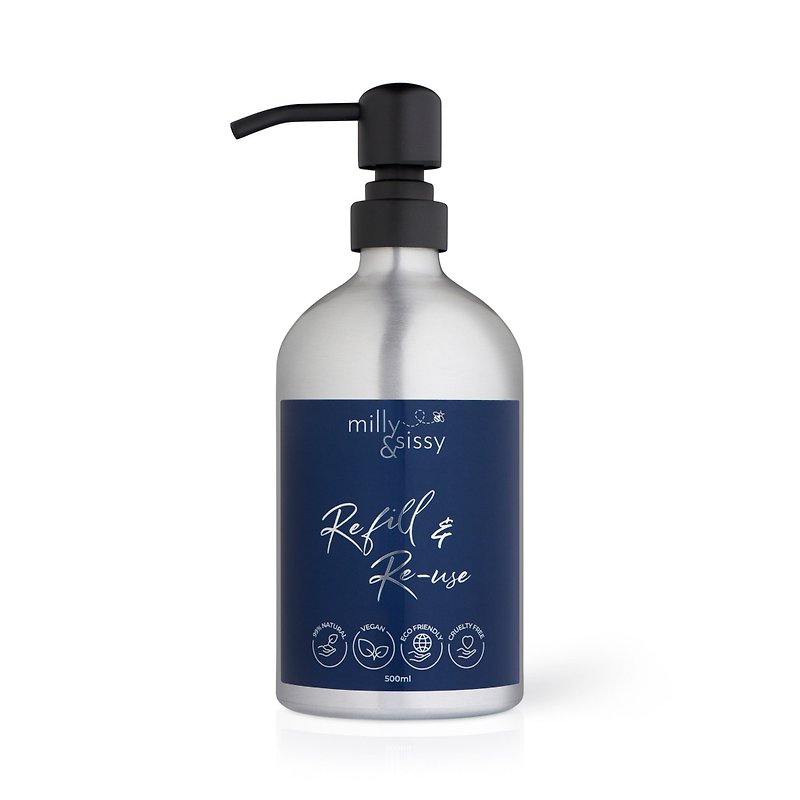 milly&sissy 500ml blue label primary color aluminum pressure bottle - อุปกรณ์ห้องน้ำ - โลหะ สีเงิน