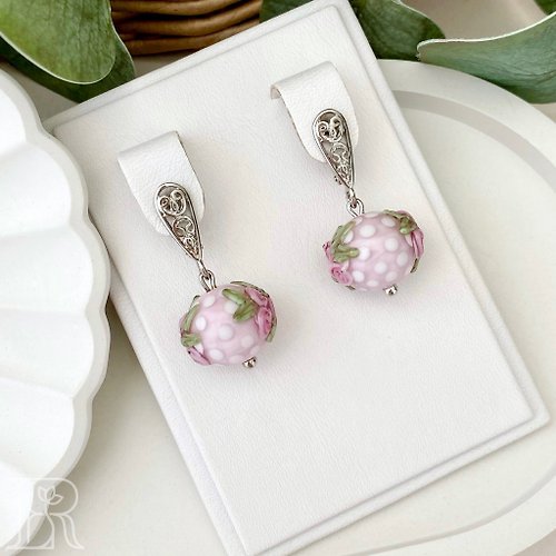 LEFIREL' Shabby Style Jewelry: Unique Vintage Pink Earrings, Romantic Present For Her
