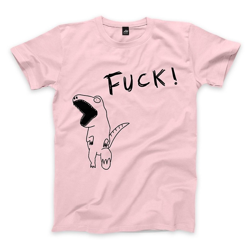 Screaming Dinosaur-Pink-Unisex T-shirt - เสื้อยืดผู้ชาย - ผ้าฝ้าย/ผ้าลินิน สึชมพู