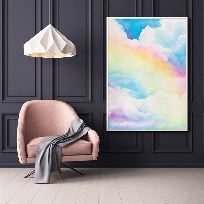 【Rainbow】Limited Edition Watercolor Print. Colorful Cloud and Sky Painting. - โปสเตอร์ - กระดาษ 