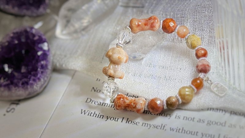 CaiYI&CaiYi Fleeting Energy Healing Crystal Bracelet/Coral Jade/Limited Edition Dog Style Bracelet - สร้อยข้อมือ - คริสตัล 