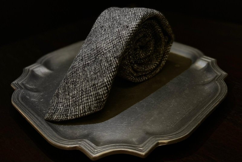 【Gentleman's Vibe】Grey Checked Tie - Ties & Tie Clips - Cotton & Hemp Gray