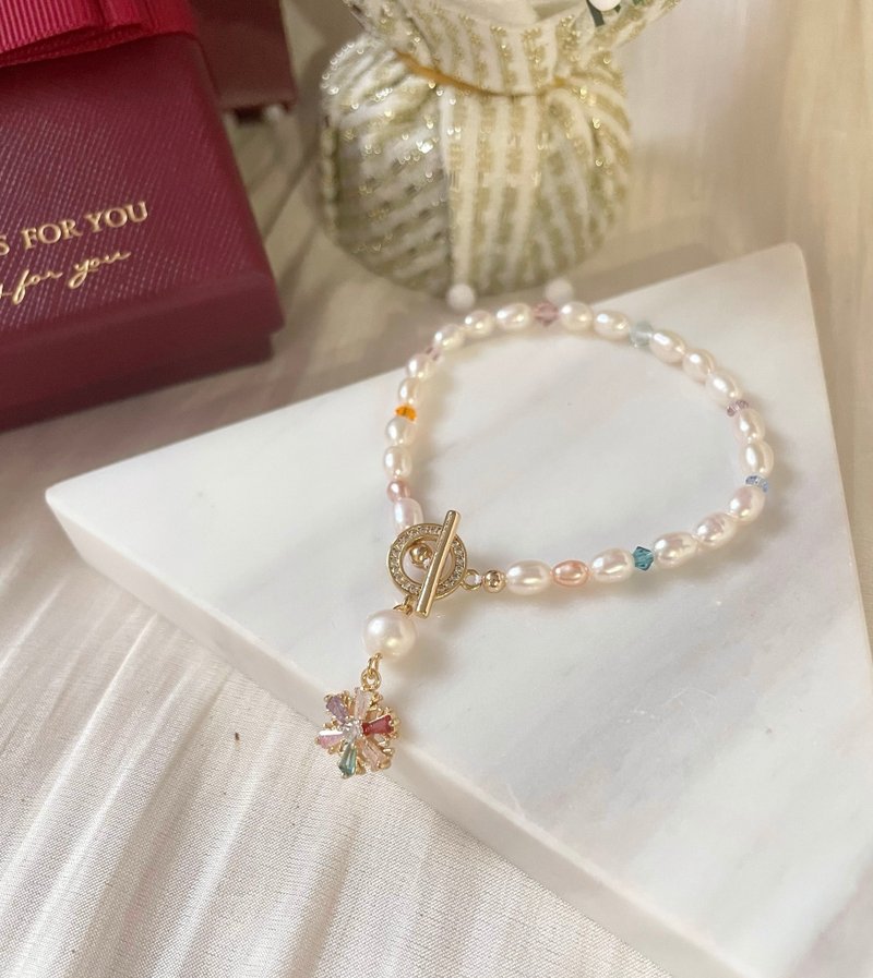 繽紛聖誕雪花天然珍珠手鏈 - 手鍊/手環 - 珍珠 