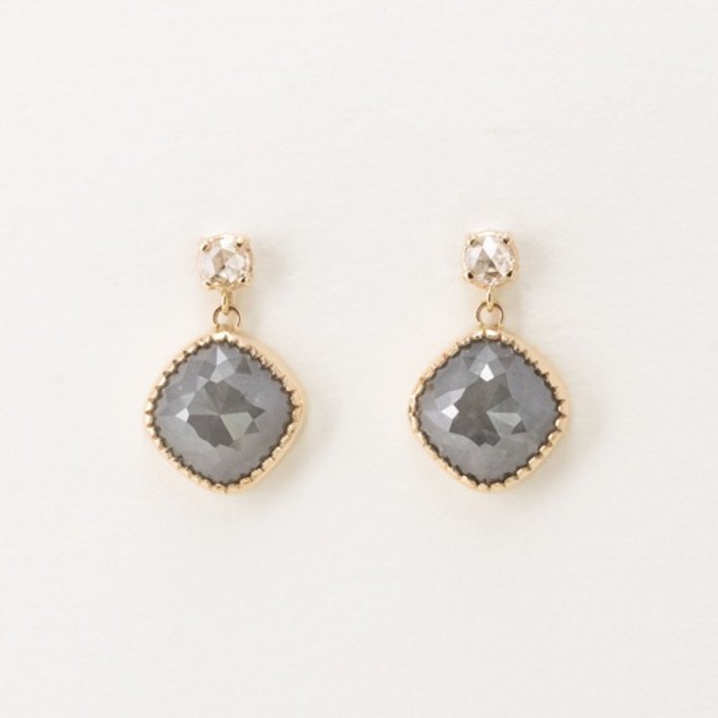 Charcoal Grey Diamond Drop Earrings - ต่างหู - เครื่องเพชรพลอย 