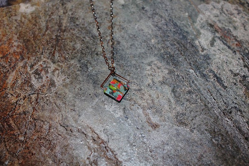 Neon Devil Double Diamond Short Chain - Necklaces - Pottery Multicolor