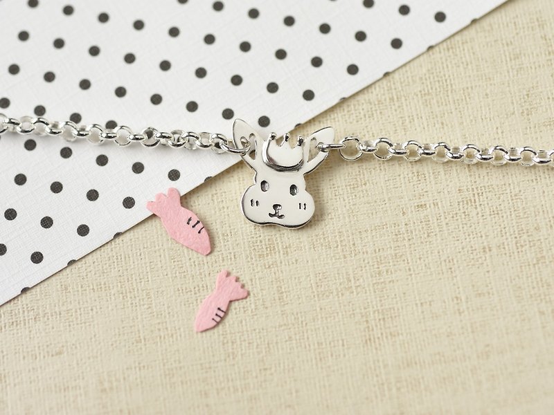 Bunny - Children's Bracelet | 925 Sterling Silver Baby's Anniversary Gift Lettering Animal Silver Ornament - สร้อยข้อมือ - เงินแท้ สีเงิน