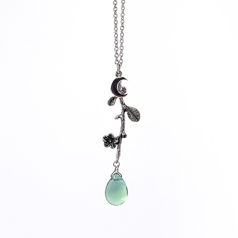 Greenish Blue Fluorite Gemstone on Tree Branch Necklace - Necklaces - Semi-Precious Stones Blue