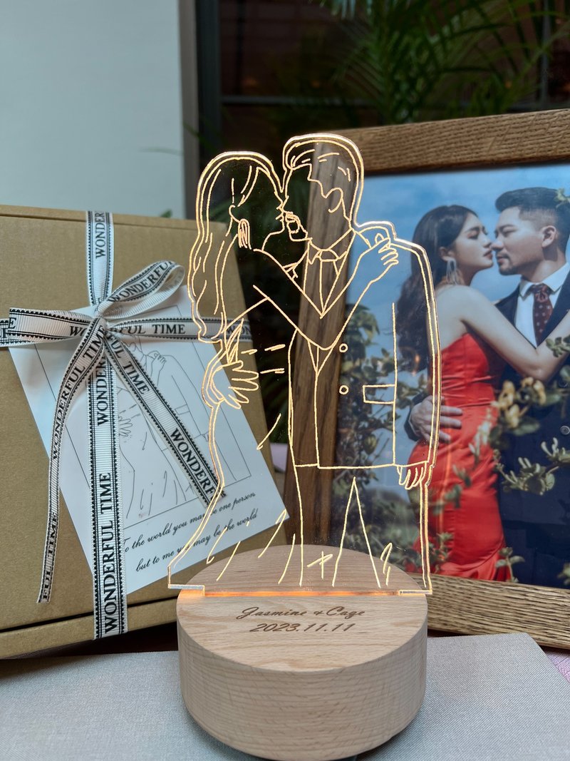 [24H Shipping] The most powerful gift for Valentine’s Day: Log Led Night Light, Bluetooth Speaker, Customized Engraved Night Light - โคมไฟ - ไม้ สีม่วง