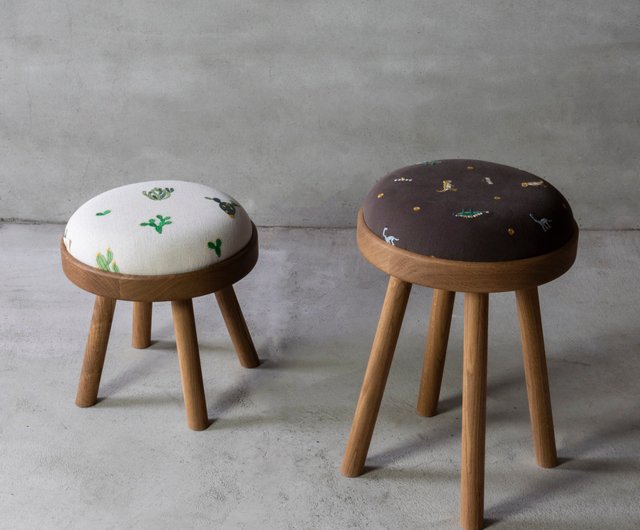 TOMO - タッチレザー/恐竜サボテン刺繍/椅子、椅子、スツール