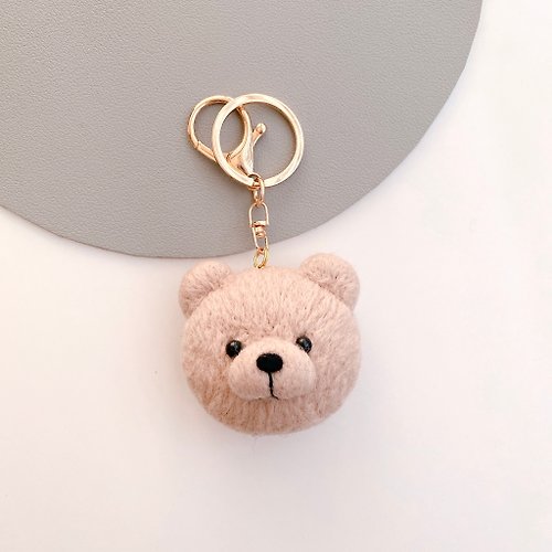 Wool felt teddy bear key ring/pin - Shop momoderqq Keychains - Pinkoi