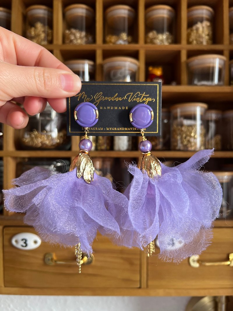 獨家貨品  芭蕾舞 紫色 耳環 禮物 手作耳環 - 耳環/耳夾 - 其他人造纖維 紫色