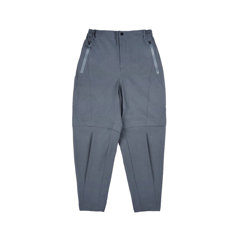 oqLiq x plain-me - Long and Short Detachable Pants (Grey) - กางเกงขายาว - ไนลอน สีเทา
