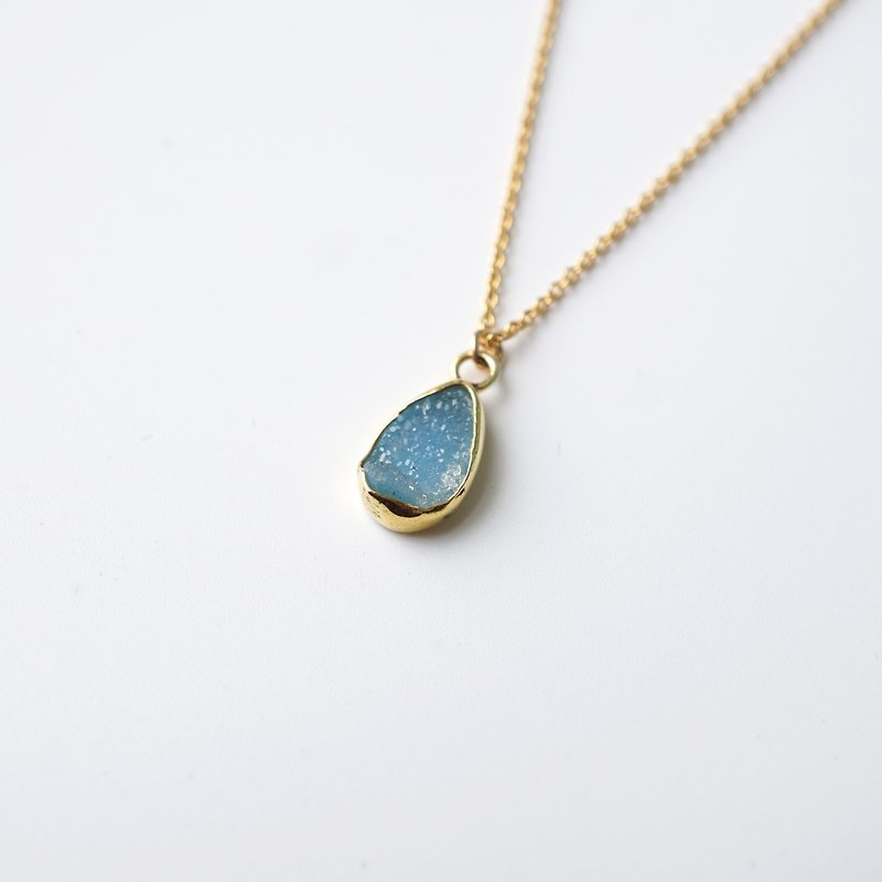 Sky Blue Raw Druzy Crystal Necklace - Necklaces - Gemstone Blue