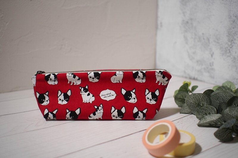Daily series pencil case/pencil case/limited handmade bag/naughty magic bucket/out of print - Pencil Cases - Cotton & Hemp Red