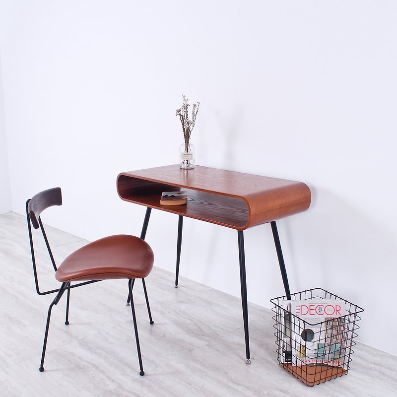 Light Industrial Windwood Iron Leg Work Desk / Dick Desk - Dining Tables & Desks - Wood Brown
