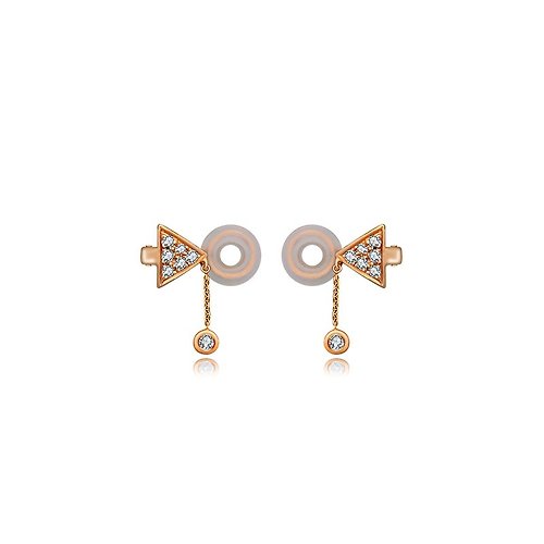 Genevieve Collection 18k三角形全夾式垂吊鑽石耳環