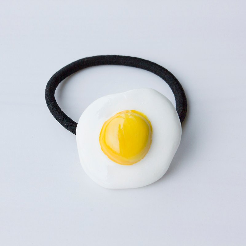 Hand made clay fried egg hair accessories hair ring headwear - Headbands - Clay White