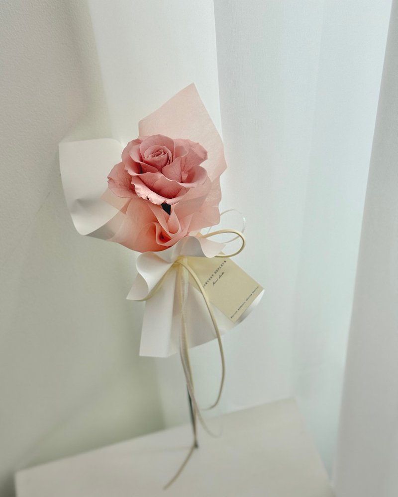 單支永生玫瑰花束 | 精緻單品 小花束 玫瑰花 - 乾燥花/永生花 - 植物．花 粉紅色