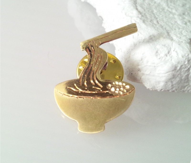 卍 Ramen 卍 Brass Pin Badge - Brooches - Other Metals Gold