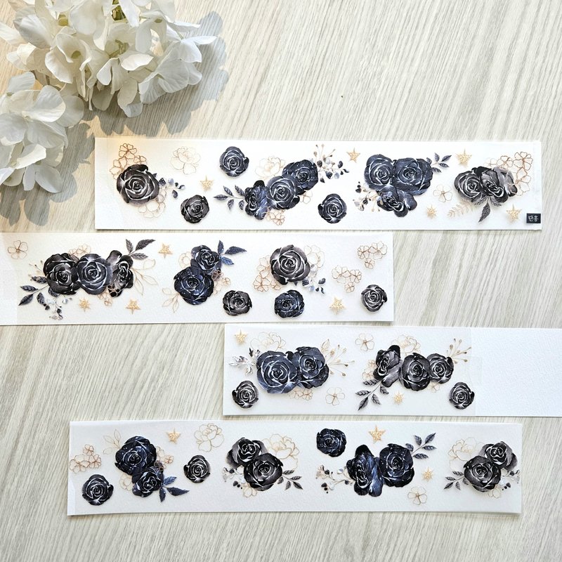 jin_Masking tape_flower_ Ebon Rose - 貼紙 - 塑膠 