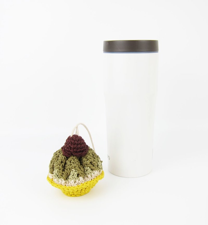 【白玉抹茶紅豆】造型收納提袋  飲料提袋 - 飲料提袋/杯套 - 其他人造纖維 綠色