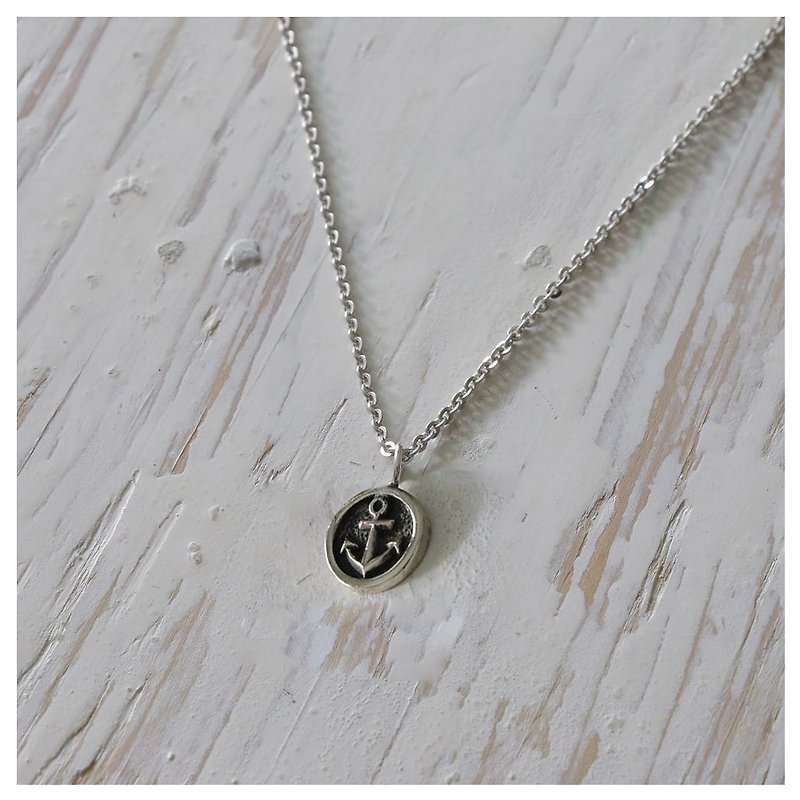 anchor Naval Navy Vintage silver Pendant Necklace handmade tiny gift her - Necklaces - Other Metals Silver