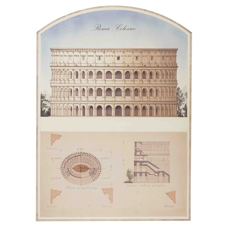 Detailed illustration of the Colosseum of Italy IFI poster - ตกแต่งผนัง - กระดาษ หลากหลายสี