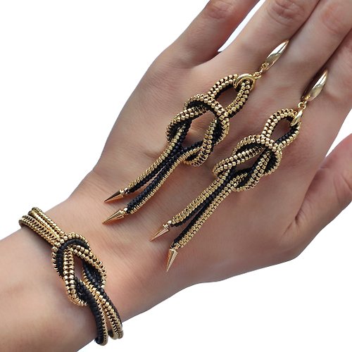 JuJuJewelryShop PDF tutorial -Beaded Knot earrings and bracelet 2-in-1
