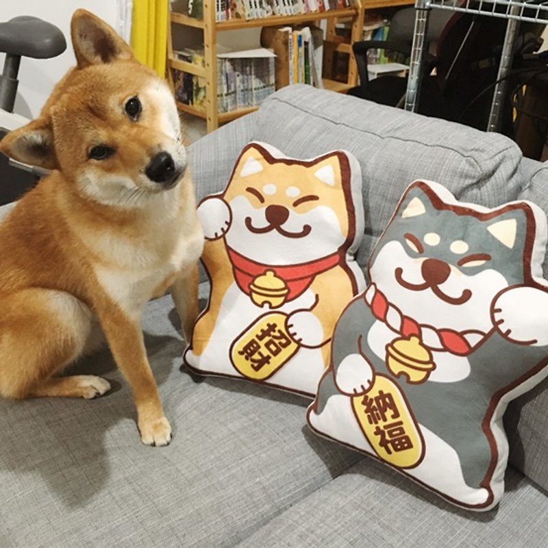 Barn House Lucky Dog Shiba Inu Cushion - หมอน - ผ้าฝ้าย/ผ้าลินิน 