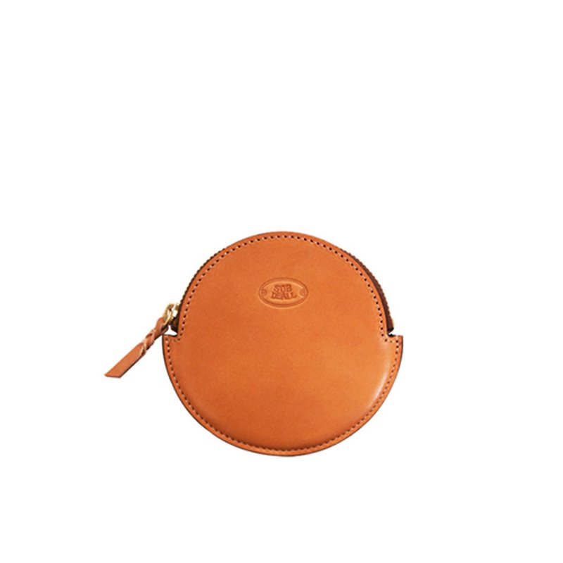 【SOBDEALL】Vegetable tanned leather Dorayaki round coin purse - กระเป๋าใส่เหรียญ - หนังแท้ หลากหลายสี