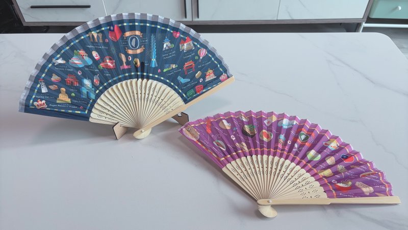 Taiwan Attractions Fans Food Handmade Fans Taiwanese Characteristics Handmade Fans Silk Fans Folding Fans Cloth Fans Folding Fans - งานไม้/ไม้ไผ่/ตัดกระดาษ - วัสดุอื่นๆ 