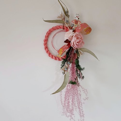 Kinki 手作Studio 注連繩|達摩永生花 掛飾開運小物開幕店面桌盆花企業送禮貓之日
