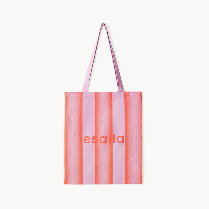 ESAILA Tote Bag | Canvas Bag | Pink Purple - กระเป๋าถือ - ผ้าฝ้าย/ผ้าลินิน สึชมพู