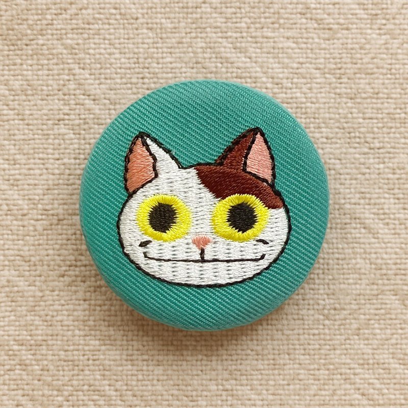 【迷因貓貓系列】尷尬不失禮貓的微笑 | 刺繡徽章 - 胸針 - 繡線 多色