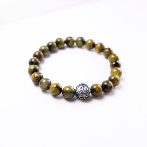 MOSINA ACCESSORIES 黃金彼得石 純銀 8.5MM 天然石手鍊 I 正財 偏財 事業 勇氣 I