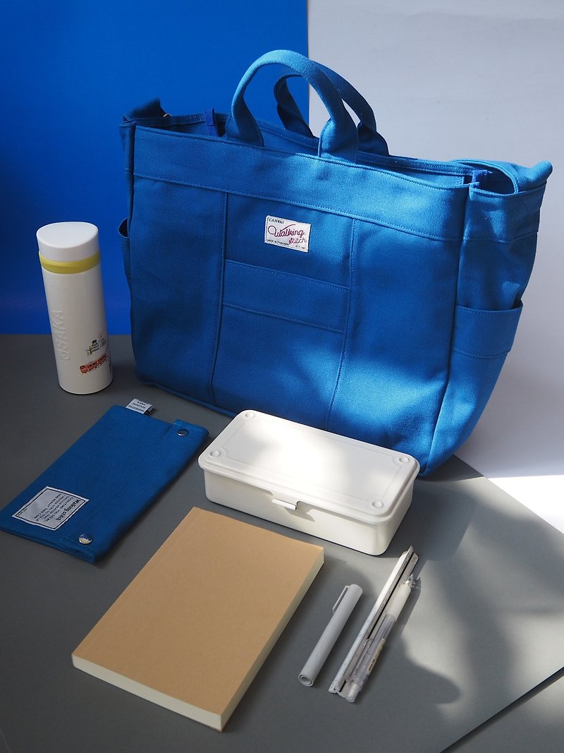 Way Crossbody Bag : Blue - กระเป๋าแมสเซนเจอร์ - ผ้าฝ้าย/ผ้าลินิน สีน้ำเงิน