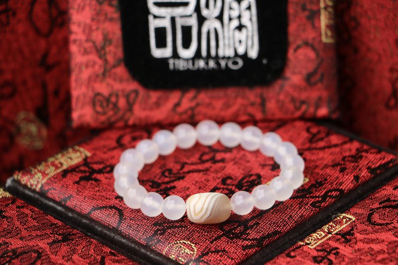 原礦純天然白瑪瑙8mm圓珠 蠶絲瑪瑙桶珠 手鏈飾品 - 手鍊/手環 - 寶石 