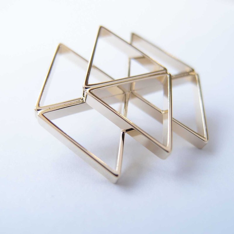 Geometric landscape 1 metal brooch - Brooches - Other Metals Gold