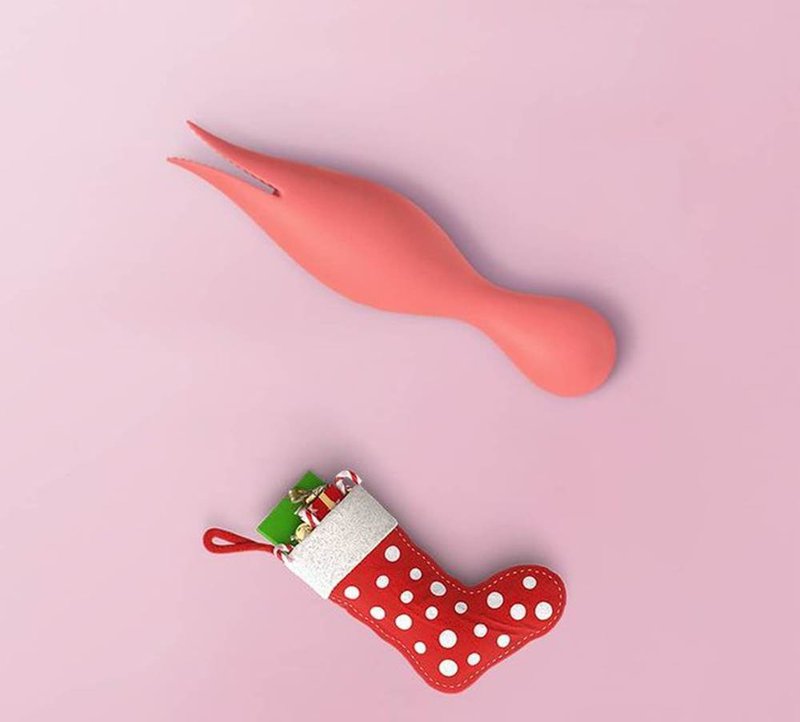 Valentine's Day Gift Coral Fish American SVAKOM Siren Serian Powerful Double Tongue Vibration Stick - สินค้าผู้ใหญ่ - ซิลิคอน สีส้ม